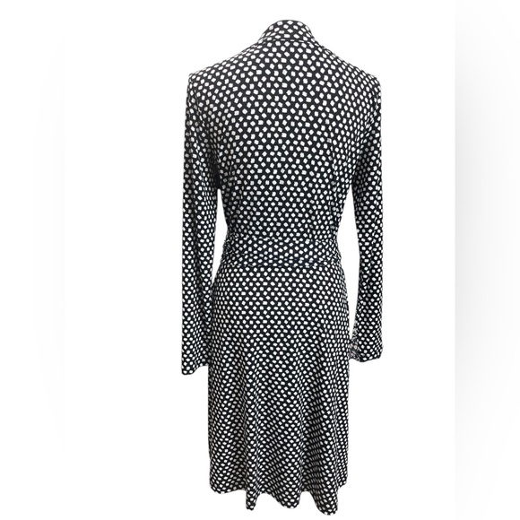 Banana Republic Black White Polka Dot Full Wrap Dress Size M Long Sleeve - Picture 3 of 11